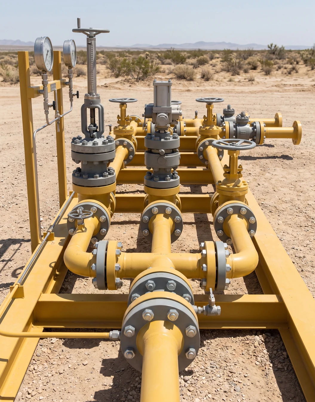 API 16C choke and kill manifold with dual choke runs and bypass