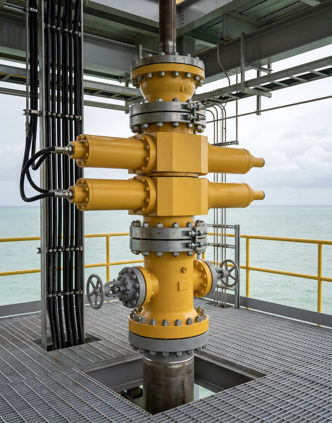 Surface drill-through BOP stack with annular and ram preventers
